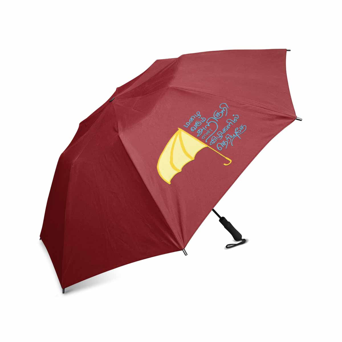 Red Thamizh semi automatic foldable umbrella 42 inch mazhai varum arikuri gift idea for friends and family